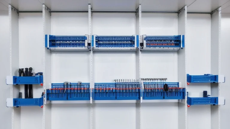 A section of ladder cable tray and conduit raceway with supports on a clean workshop wall, shown without people, for The Prime VR immersive training.