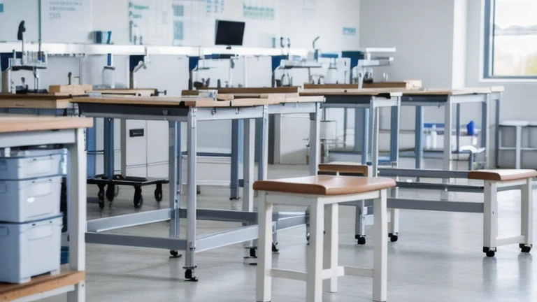 A clean, professional technical classroom representing Career Readiness Skills, shown without people, for The Prime VR immersive training.