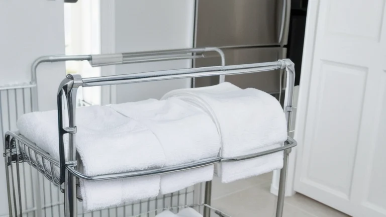 A clean nursing skills lab with a wheelchair, a gait belt and folded linens on a cart, shown without people, for The Prime VR immersive training.