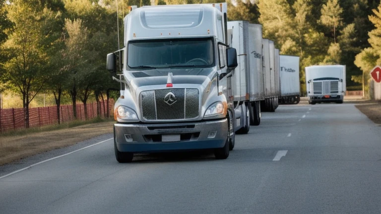 A fifth wheel and kingpin connection with glad hands and landing gear on a clean lot, shown without people, for The Prime VR immersive training.
