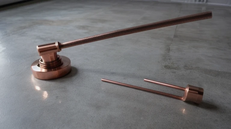 A grounding demonstration board with a grounding electrode conductor, bonding jumpers and a ground rod, shown without people, for The Prime VR immersive training.