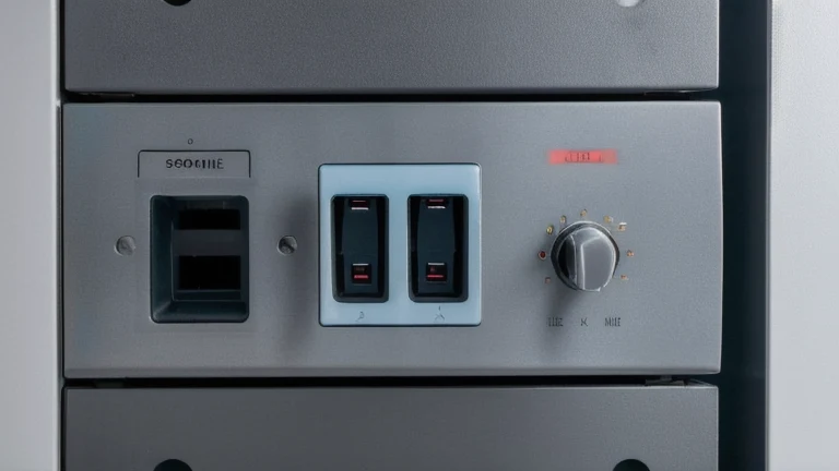 A clean training bench with an open load center, circuit breakers, bus bars and labeled conductors, shown without people, for The Prime VR immersive training.