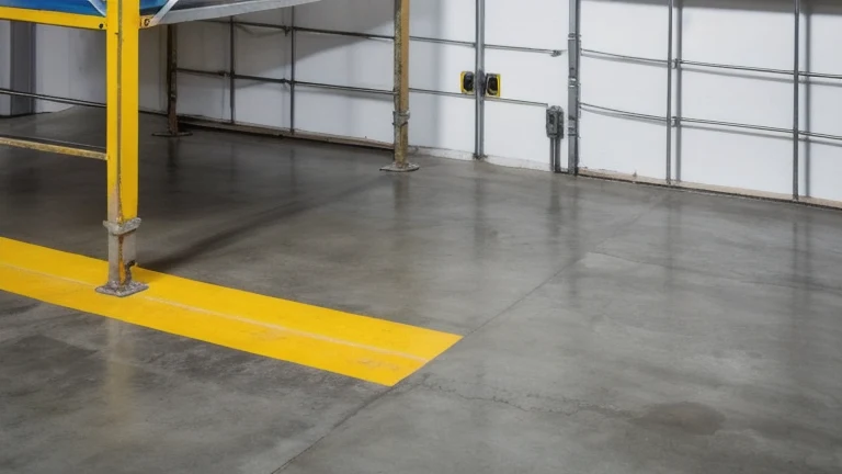 A clean, professional industrial safety facility representing Fall Protection, shown without people, for The Prime VR immersive training.