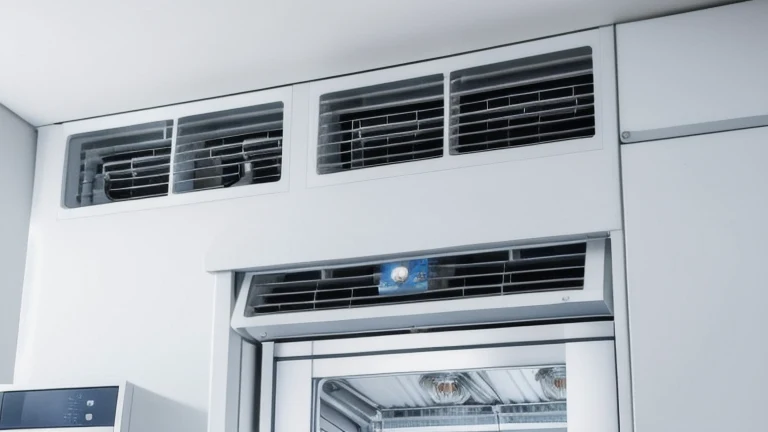 A clean HVAC training lab with a rooftop unit, gauges, and ductwork representing HVAC technician training, shown without people, for The Prime VR immersive training.