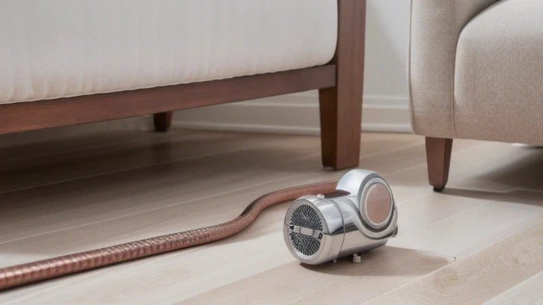A ductless mini-split indoor head, an outdoor condenser, flared copper line sets and a vacuum pump staged for installation, shown without people, for The Prime VR immersive training.