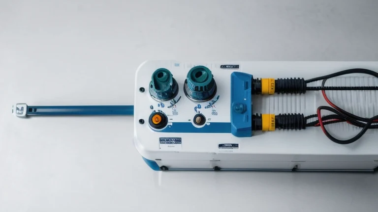 A control panel with a motor starter, contactor, overload relay and start-stop pushbuttons, shown without people, for The Prime VR immersive training.