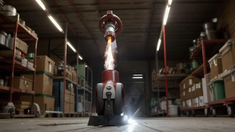 A clean metal shop with an oxy-acetylene cutting torch, gas hoses and steel plate, shown without people, for The Prime VR immersive training.