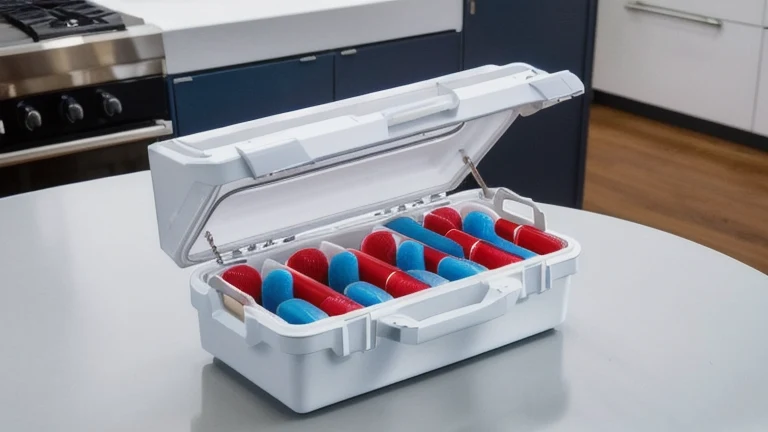 A clean phlebotomy station with labeled collection tubes and a venipuncture practice arm representing phlebotomy training, shown without people, for The Prime VR immersive training.