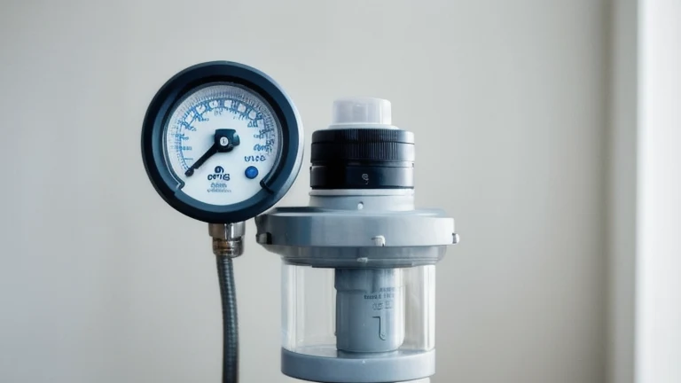 A clean respiratory care station with a mechanical ventilator, breathing circuit tubing and an oxygen flowmeter, shown without people, for The Prime VR immersive training.