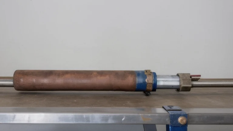 A clean welding bench with a stick welding electrode holder, welding rods and steel plate, shown without people, for The Prime VR immersive training.