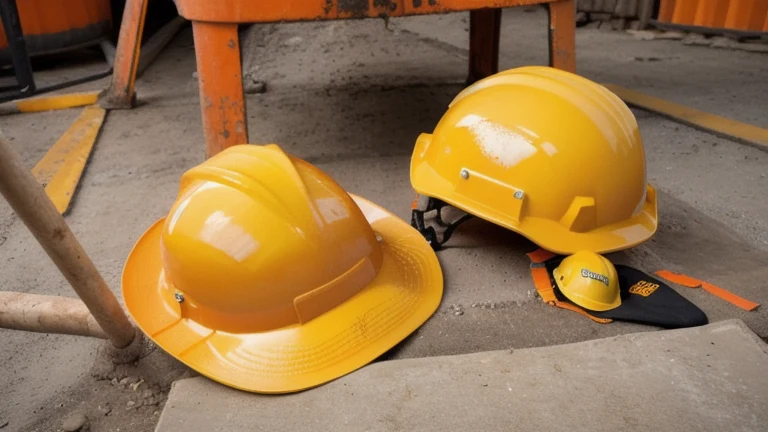 A construction work zone with traffic barrels, a hard hat, and equipment staged behind a barricade, shown without people, for The Prime VR immersive training.