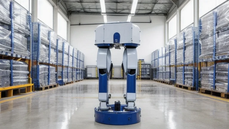 A clean, professional manufacturing floor representing Warehouse Picking Methods, shown without people, for The Prime VR immersive training.