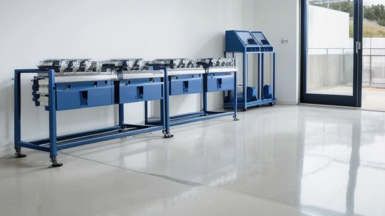 A clean, professional manufacturing floor representing What Is a Standard Operating Procedure (SOP)? Definition and Purpose, shown without people, for The Prime VR immersive training.