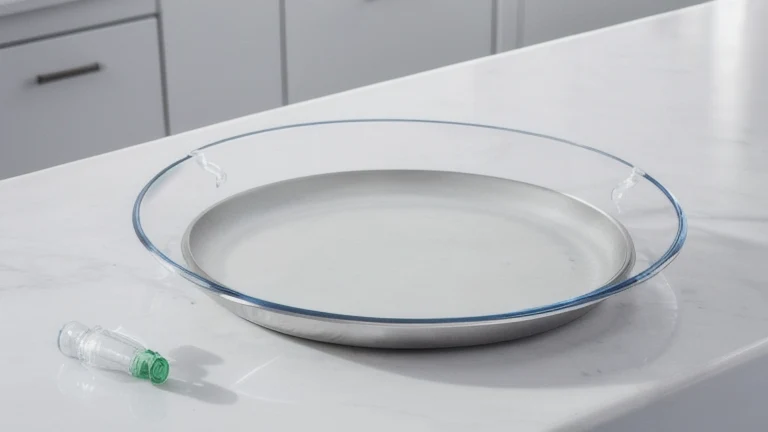 A wound irrigation setup with a syringe, splash shield, sterile saline and a basin on a clean surface, shown without people, for The Prime VR immersive training.